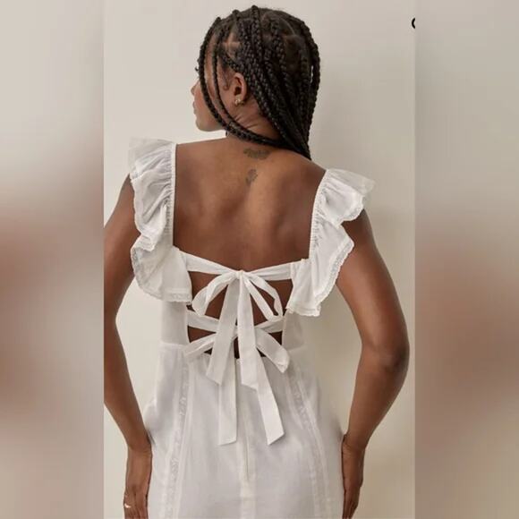 REFORMATION 'Tide' Ivory Cotton Maxi Dress US 12 NWT - Picture 4 of 14